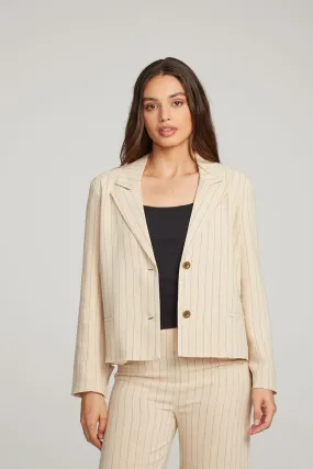 Santanaa White Pinstripe Blazer