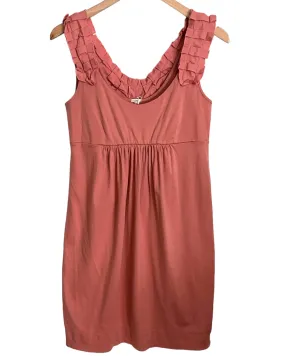 Soft Autumn Coral Rose Pleated Sleeveless Dress