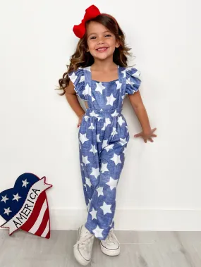 Star Spangled Sass Ruffle Shoulder Jumpsuit