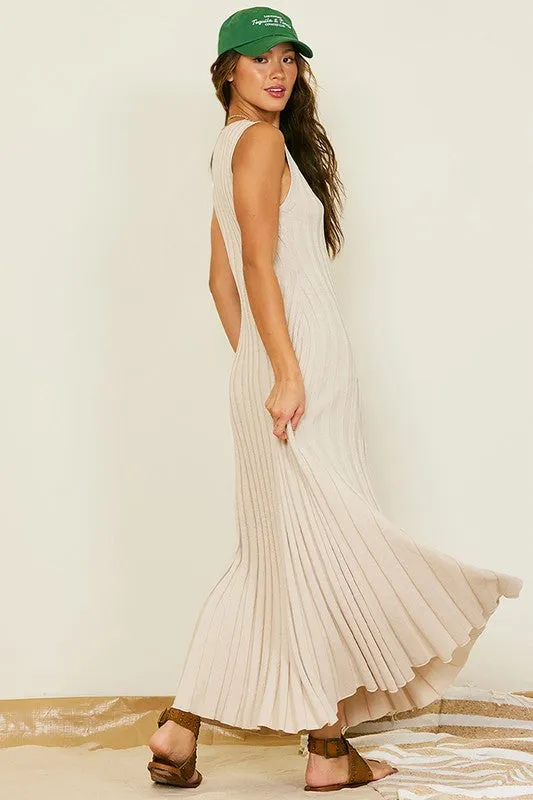 Taupe Knit Maxi Dress