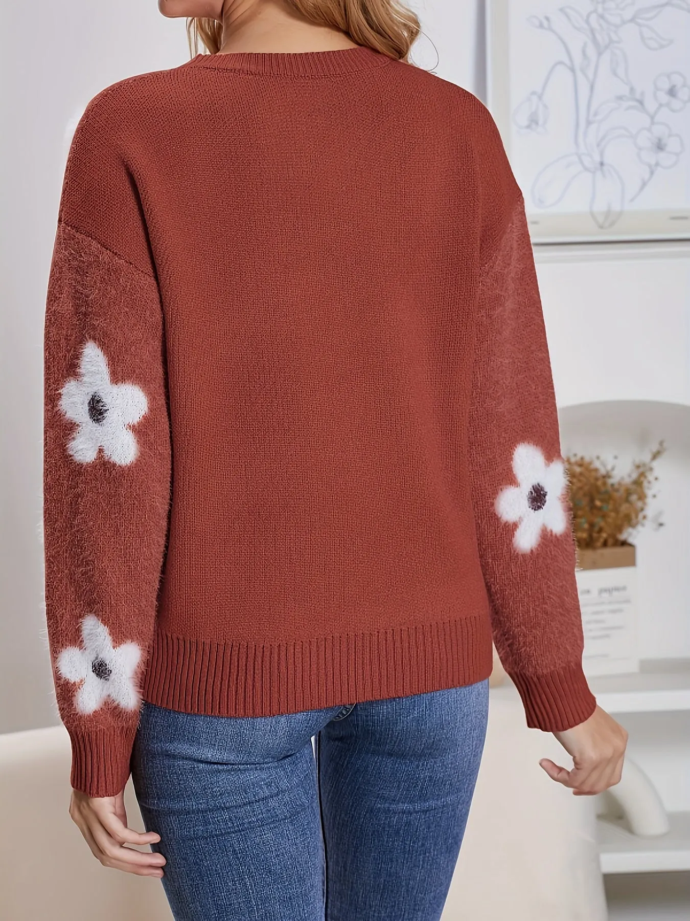 Tess | Pullover mit Blumenmuster und Rundhalsausschnitt