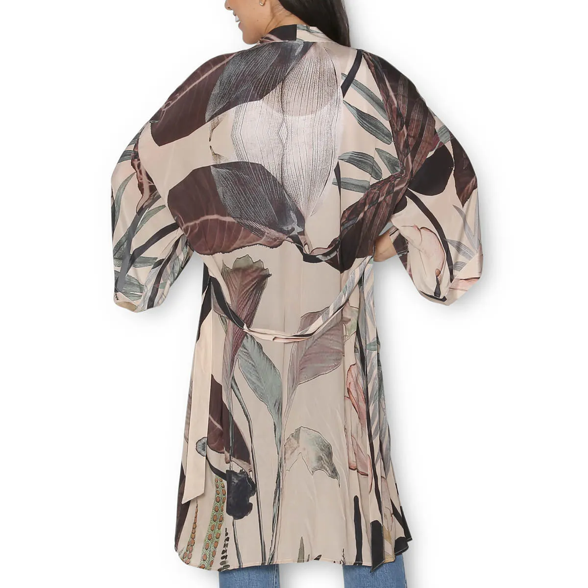 The Artists Label 'Radio Garden' Silk Kimono Robe