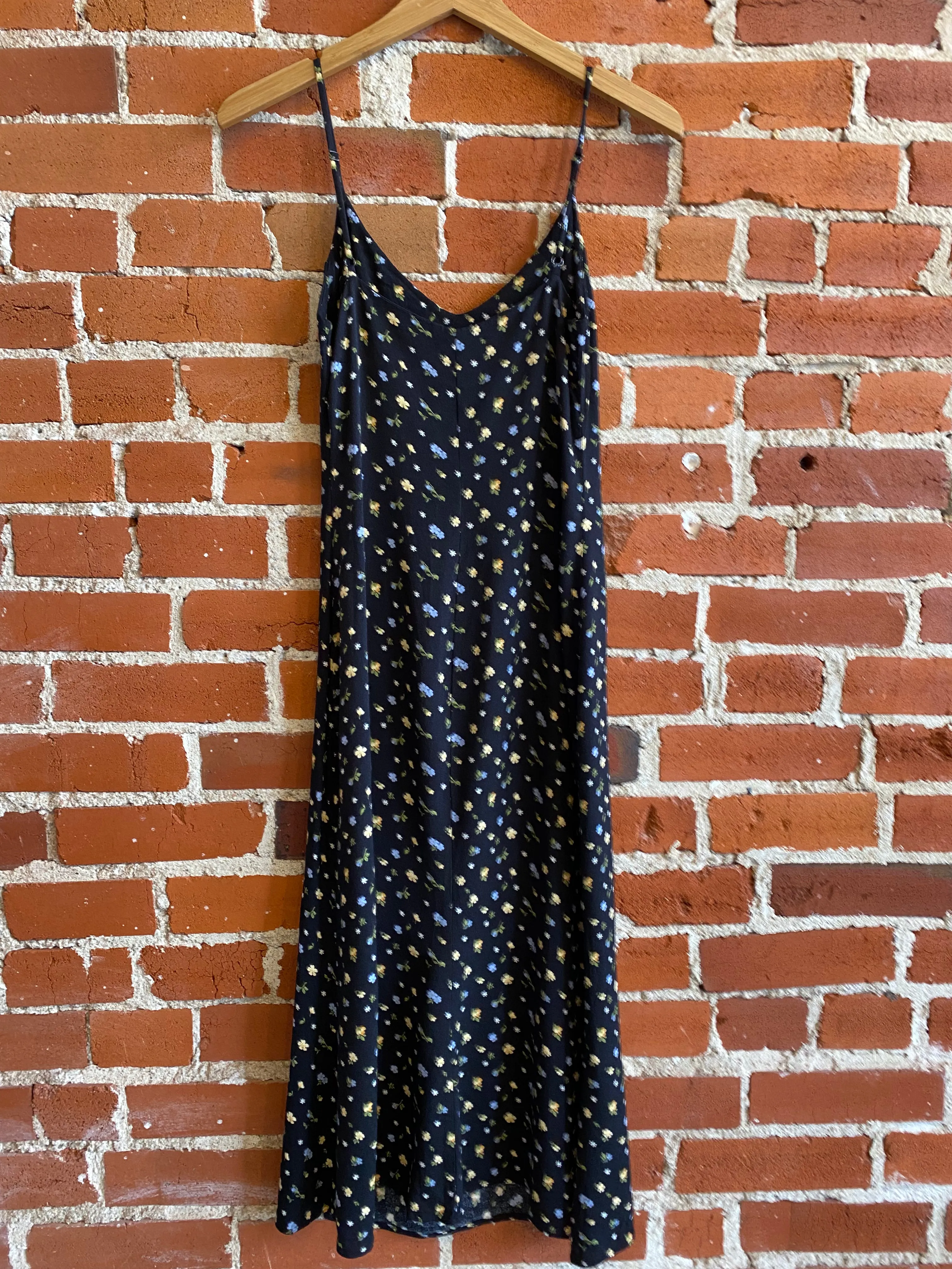 The Reformation Black Print Slip Dress