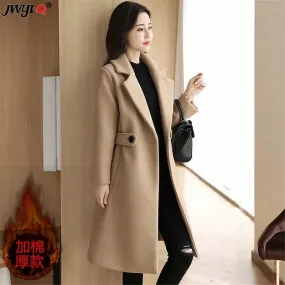 Trench Style Wool Blend Oversized Coat with Pockets