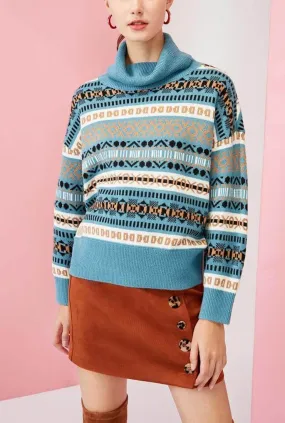 Turtleneck Printed Pattern Pullovers Sweater