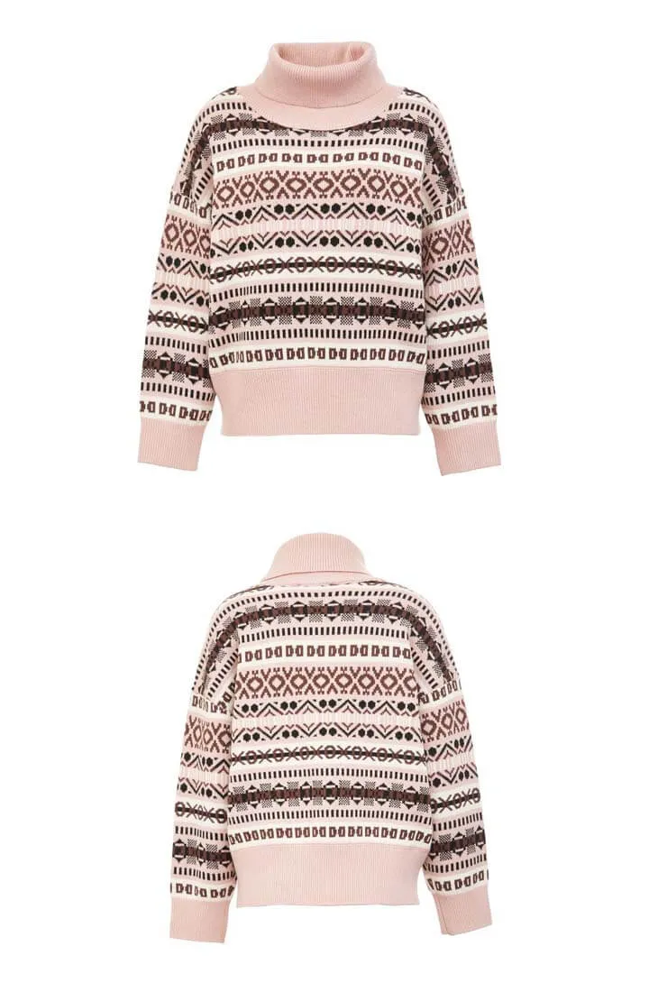 Turtleneck Printed Pattern Pullovers Sweater