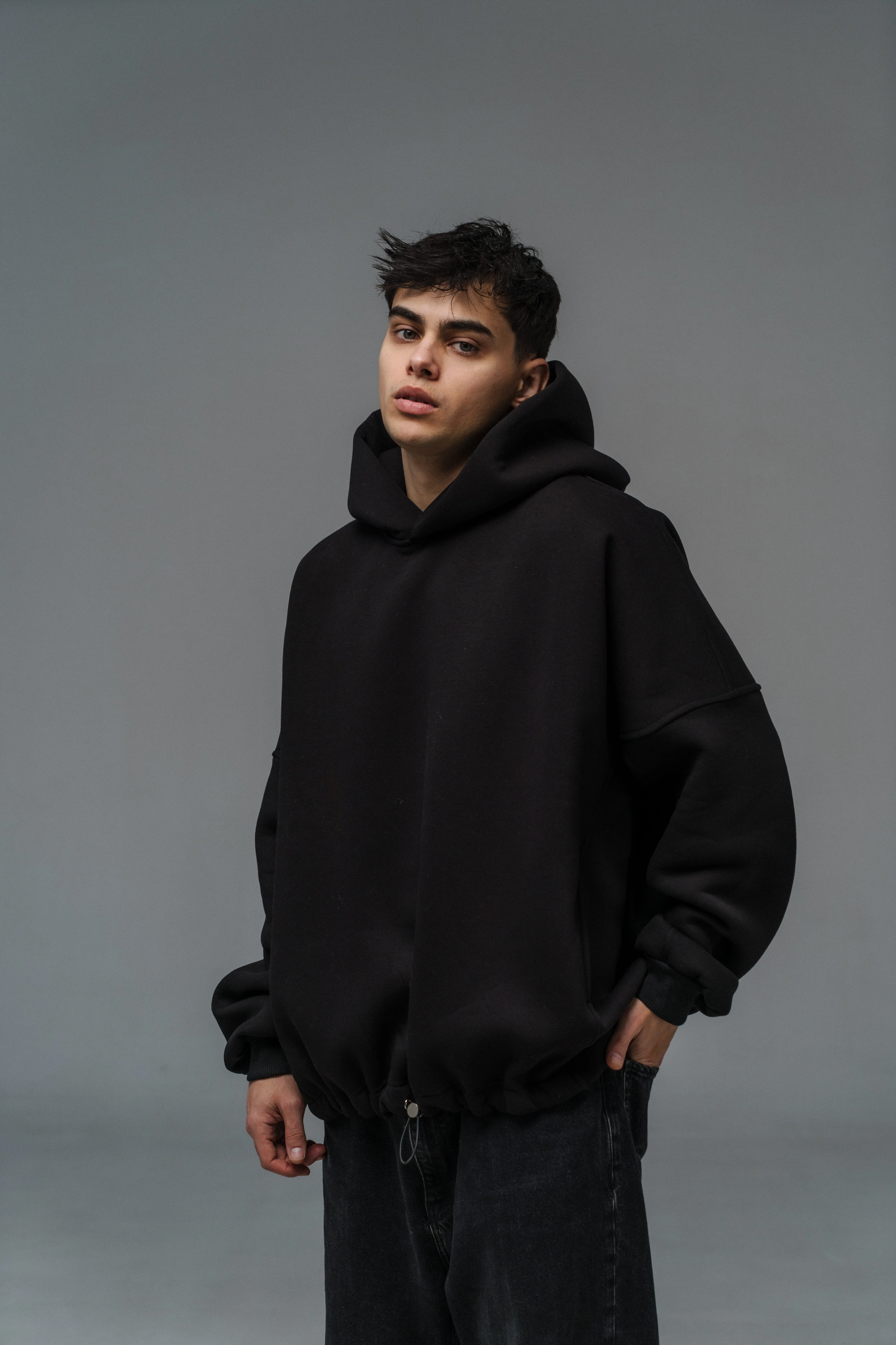 Unisex Oversized Hoodie with Exclusive Charlie Griffon Print - Black Color