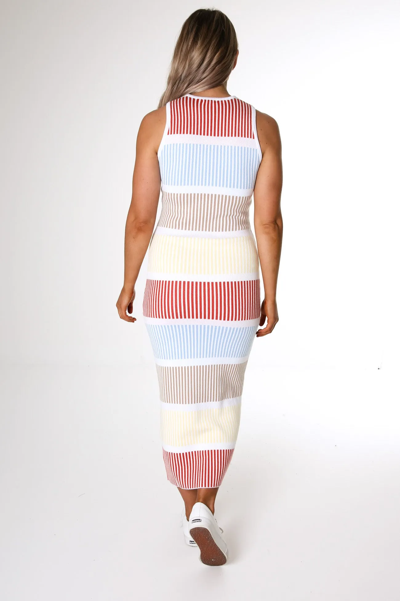 Vienna Knit Midi Dress White Multi