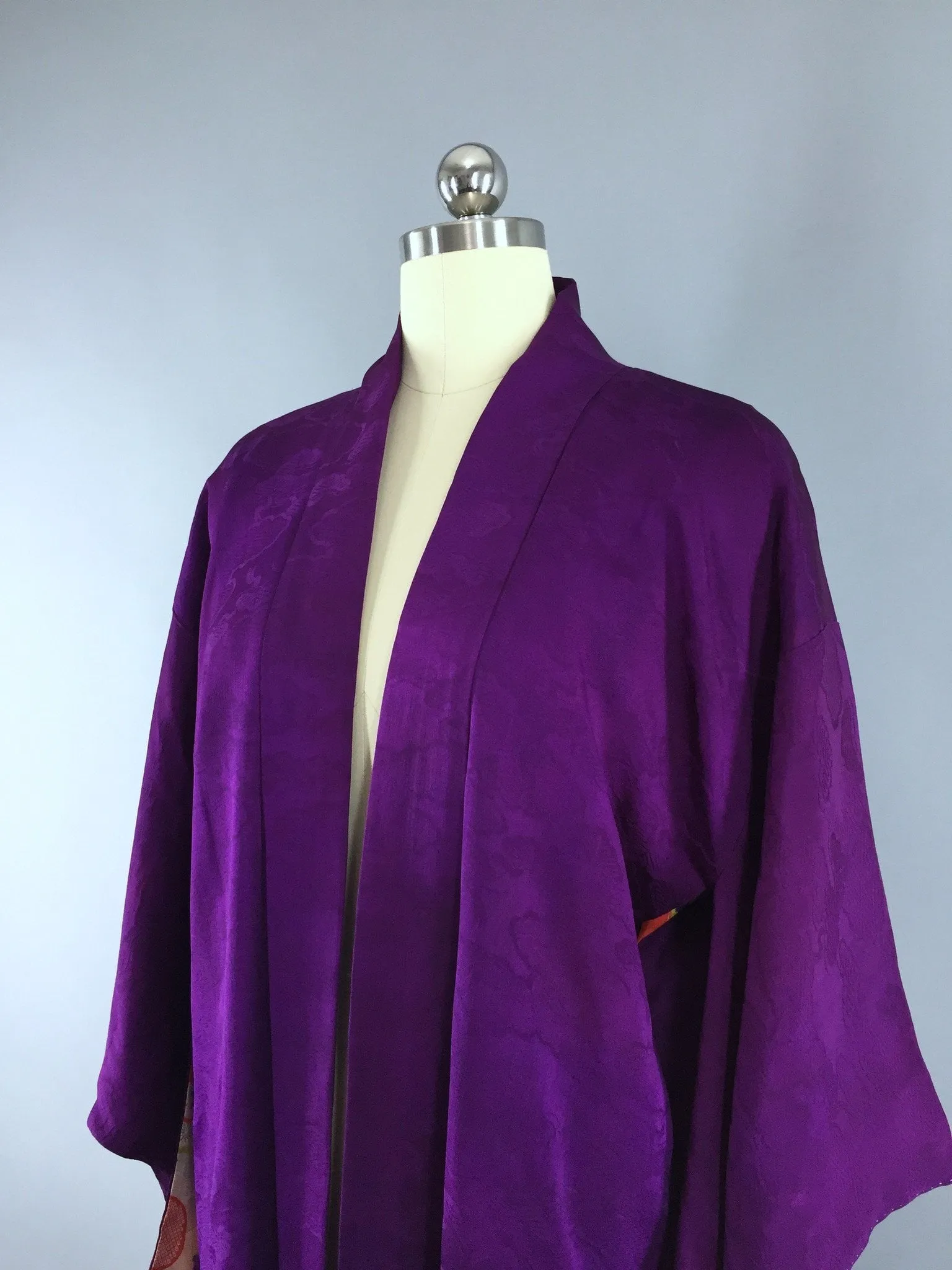 Vintage 1930s Silk Haori Kimono Cardigan / Deep Purple