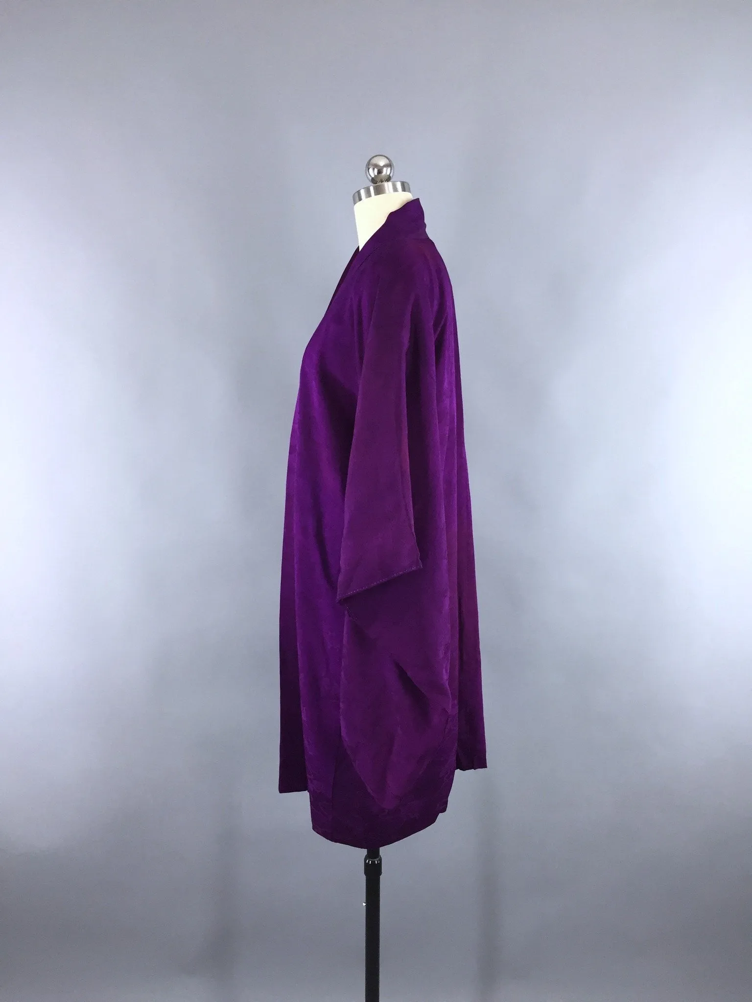 Vintage 1930s Silk Haori Kimono Cardigan / Deep Purple