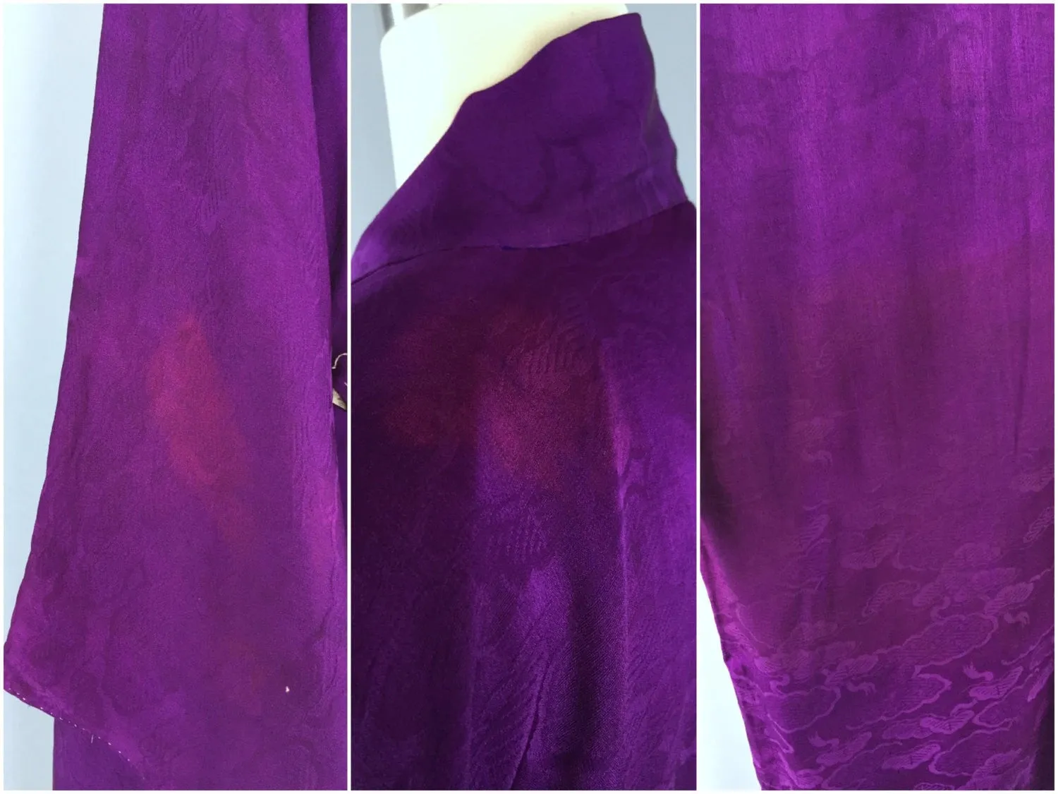 Vintage 1930s Silk Haori Kimono Cardigan / Deep Purple