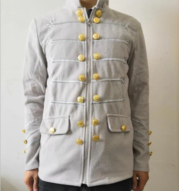 Vintage Cotton Polyester Mandarin Collar Men Jacket