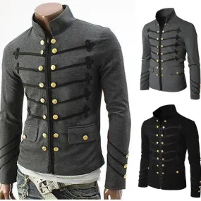 Vintage Cotton Polyester Mandarin Collar Men Jacket