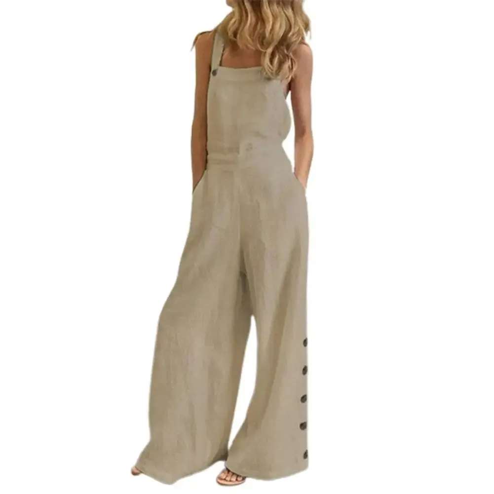 Wide Leg Side Button Jumpsuit