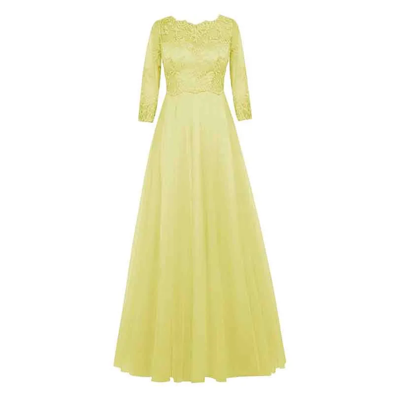 Women Formal Prom Wedding Bridesmaid Dress with Sleeve Lace Wedding Guest Dress