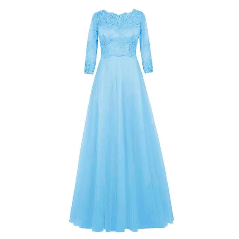 Women Formal Prom Wedding Bridesmaid Dress with Sleeve Lace Wedding Guest Dress