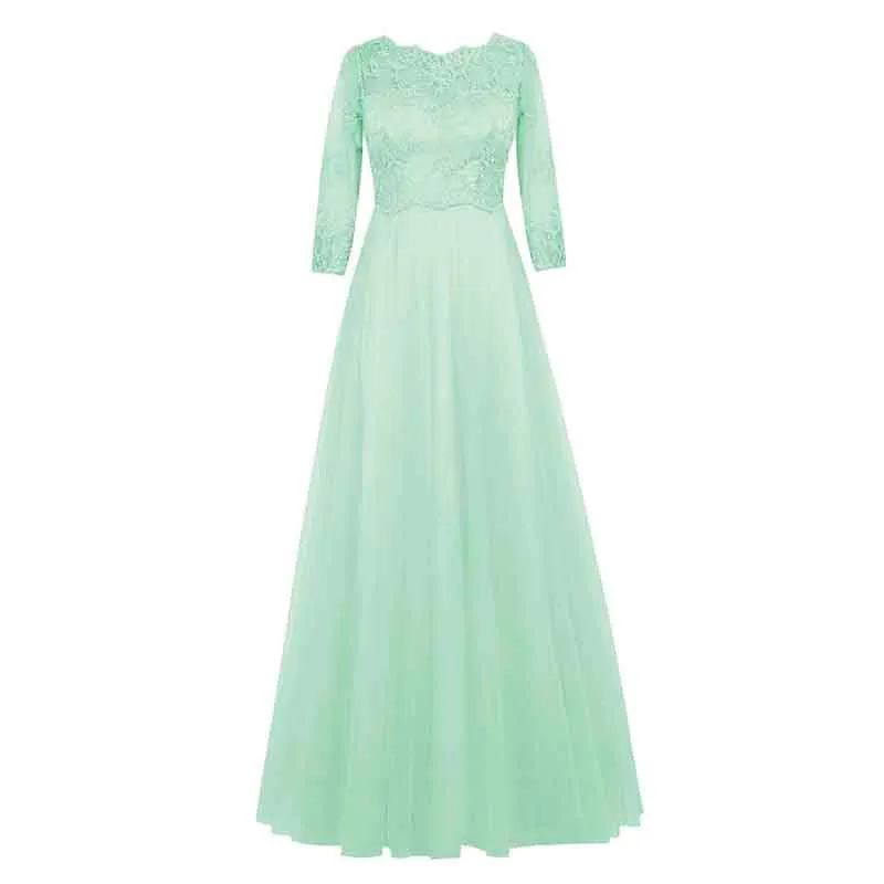 Women Formal Prom Wedding Bridesmaid Dress with Sleeve Lace Wedding Guest Dress