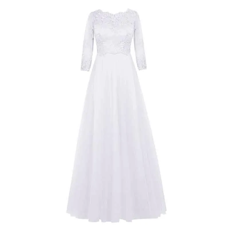 Women Formal Prom Wedding Bridesmaid Dress with Sleeve Lace Wedding Guest Dress