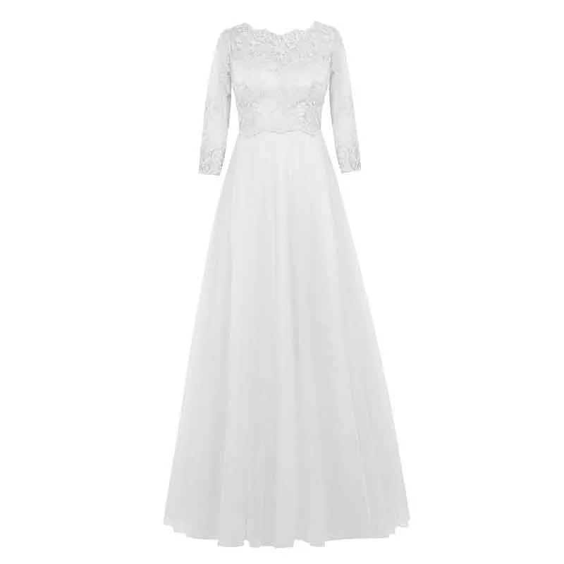 Women Formal Prom Wedding Bridesmaid Dress with Sleeve Lace Wedding Guest Dress