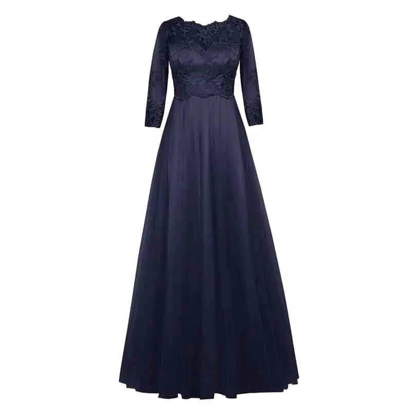 Women Formal Prom Wedding Bridesmaid Dress with Sleeve Lace Wedding Guest Dress