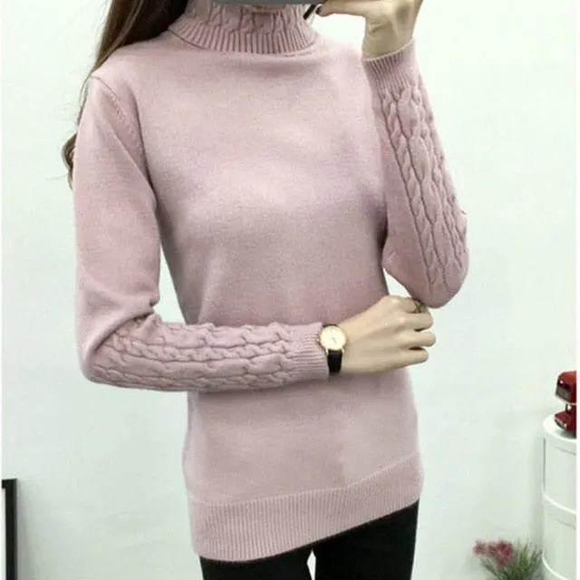 Women Turtleneck Sweaters Winter Pullover Warm Knitted Cashmere Long Sleeve Sweater Women Clothes