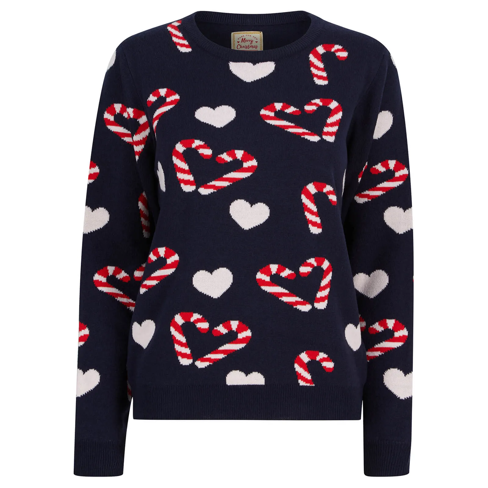 Womens Candy Cane Love Christmas Jumper