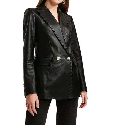 Womens Faye Genuine Lambskin Leather Blazer