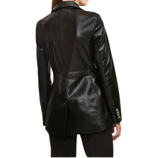 Womens Faye Genuine Lambskin Leather Blazer