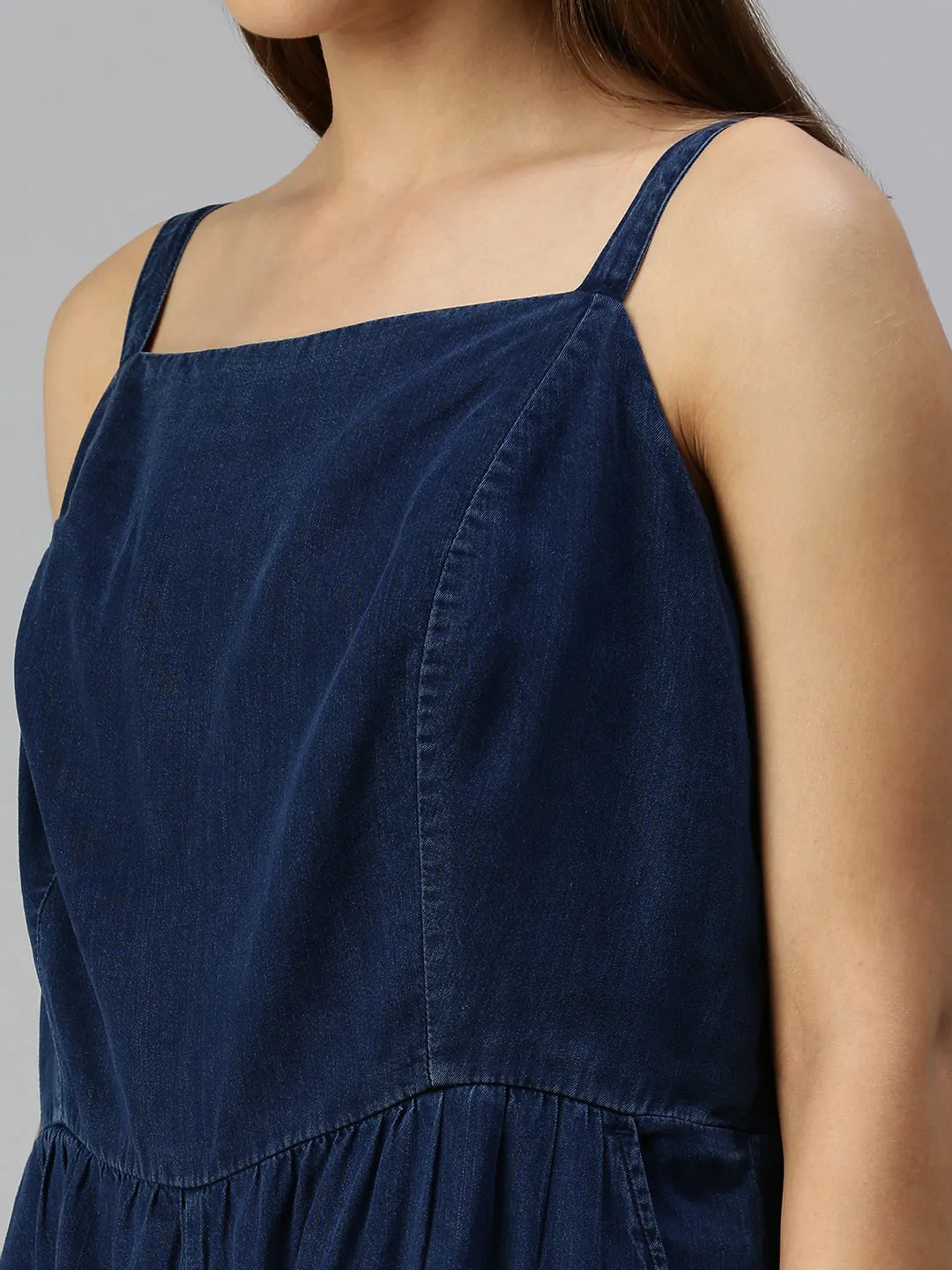 Women's Navy Blue Solid Jumpsuit