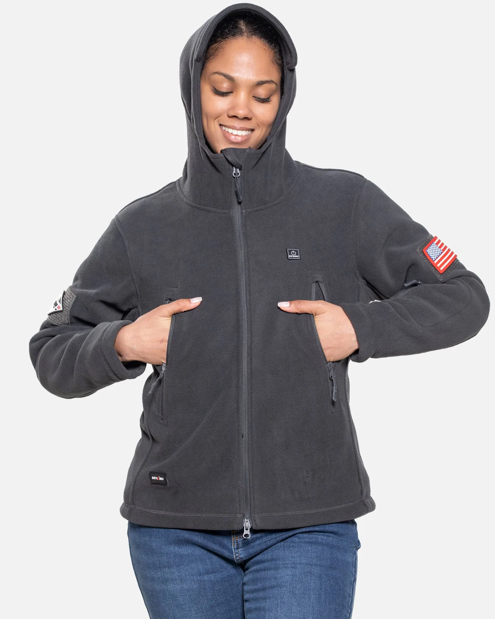 Women's Polar Fleece Heated Jacket With 12V Battery Pack - Grey