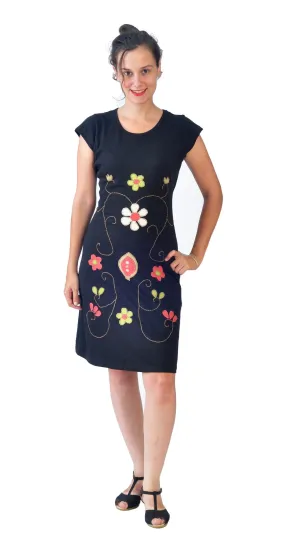 womens-short-sleeved-cotton-dress-with-multicolored-flower-embroidery