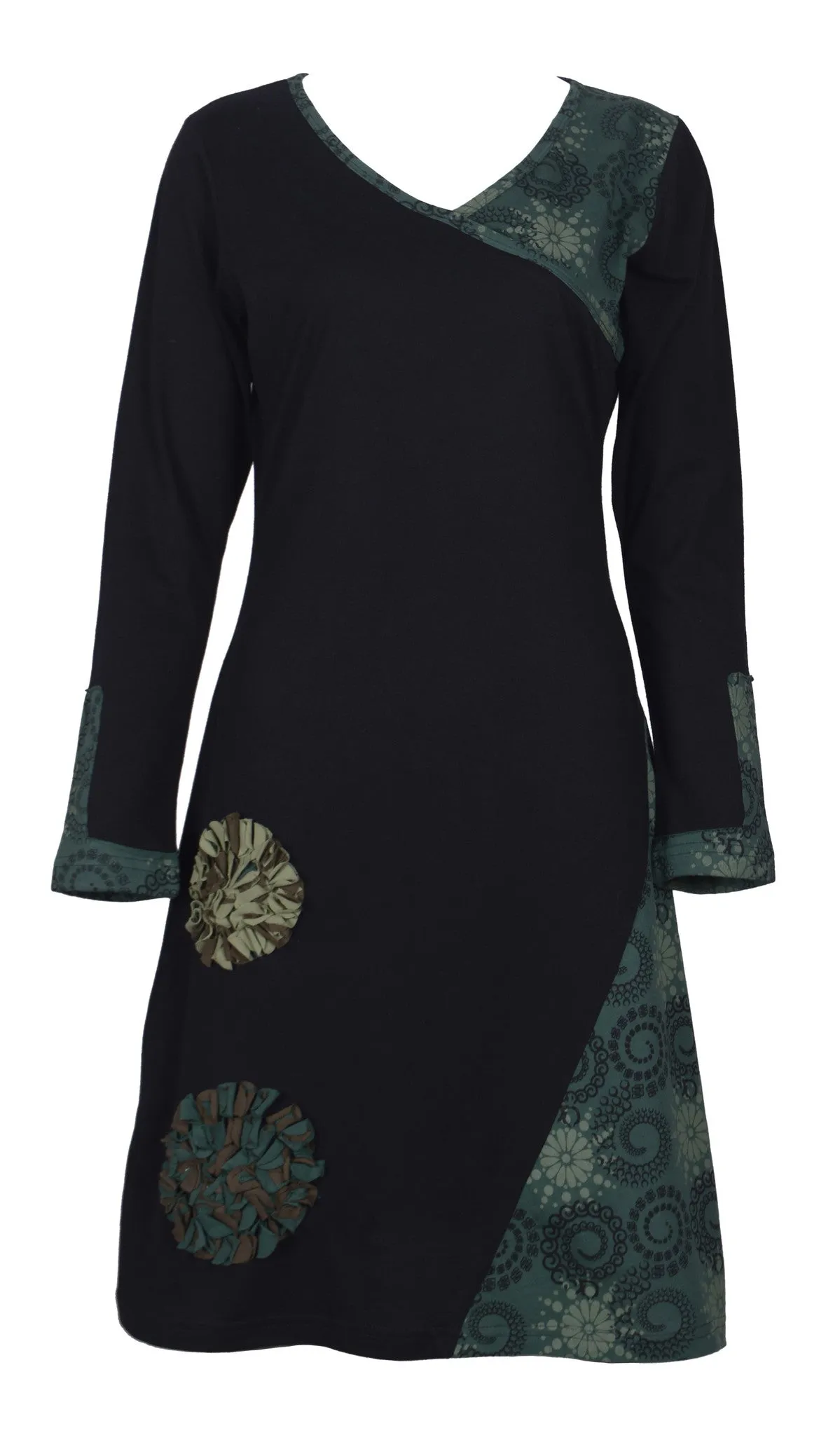 womens-v-neck-long-sleeved-printed-dress-with-side-flower-embroidery-dahlia