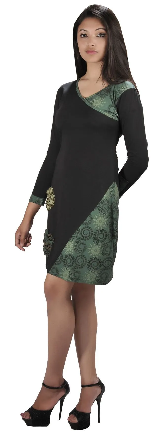 womens-v-neck-long-sleeved-printed-dress-with-side-flower-embroidery-dahlia