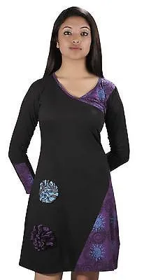 womens-v-neck-long-sleeved-printed-dress-with-side-flower-embroidery-dahlia