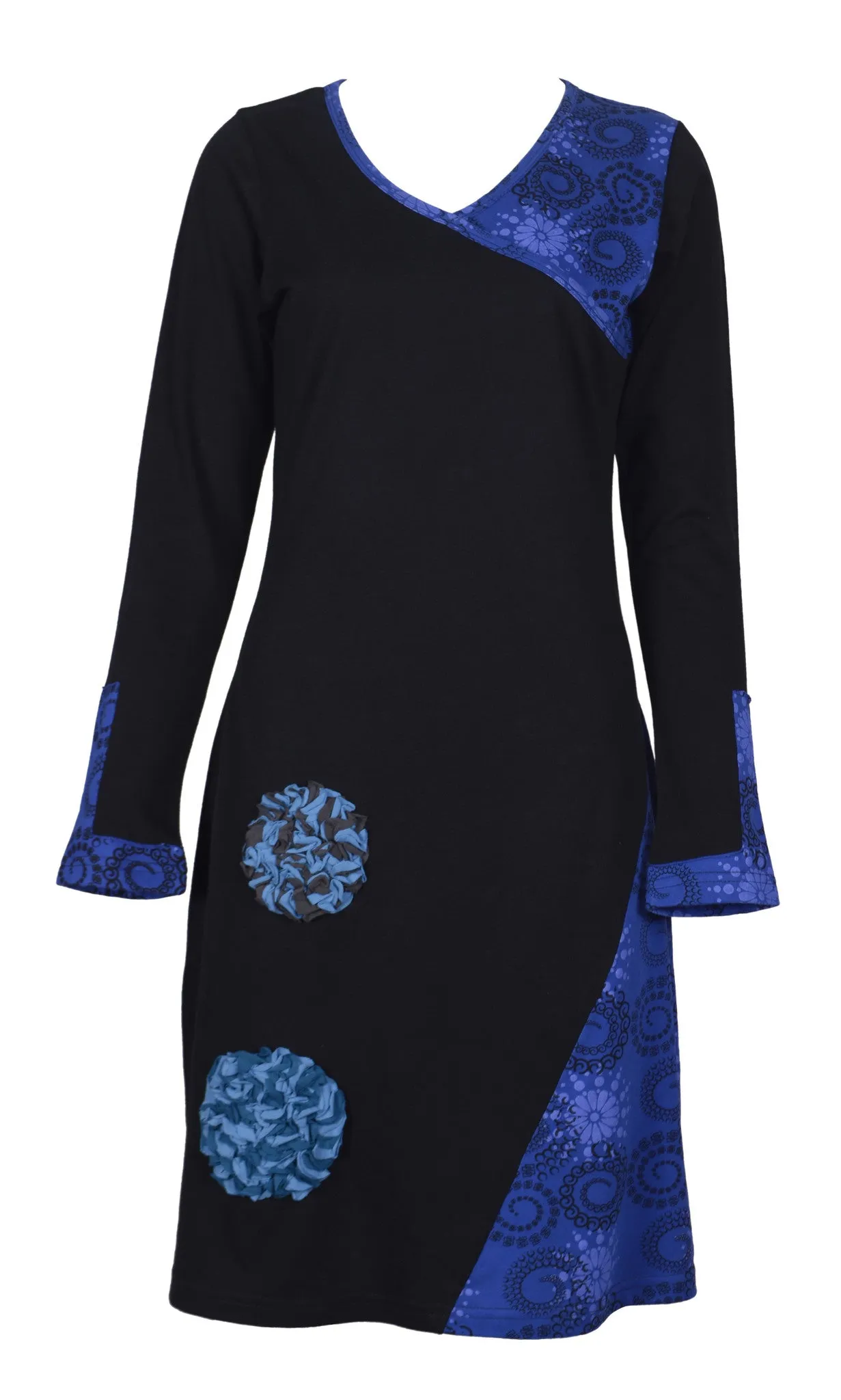 womens-v-neck-long-sleeved-printed-dress-with-side-flower-embroidery-dahlia