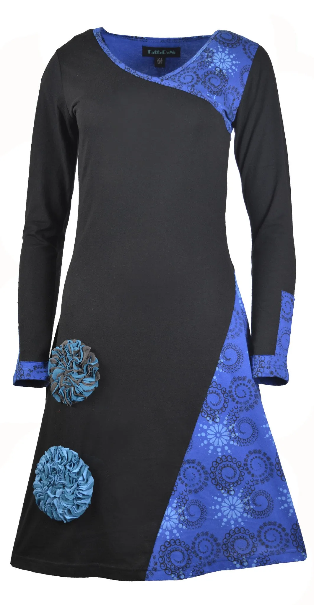 womens-v-neck-long-sleeved-printed-dress-with-side-flower-embroidery-dahlia