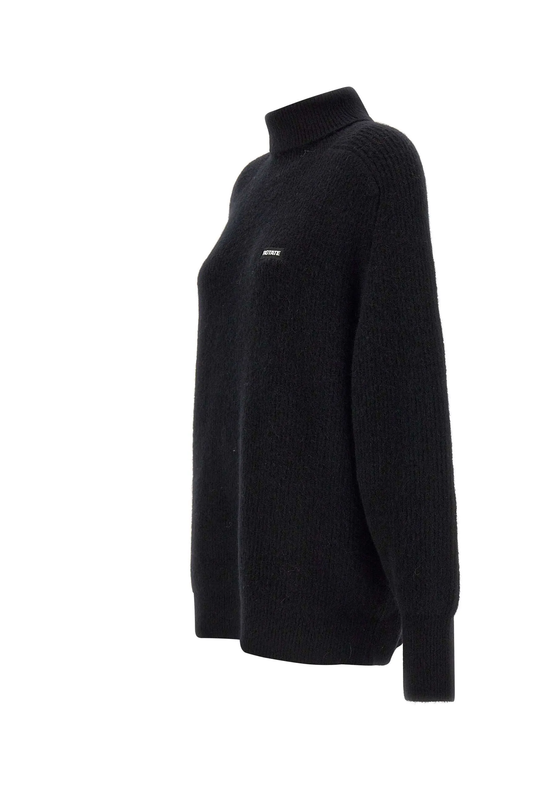 Wool Alpaca Turtleneck Black Sweater