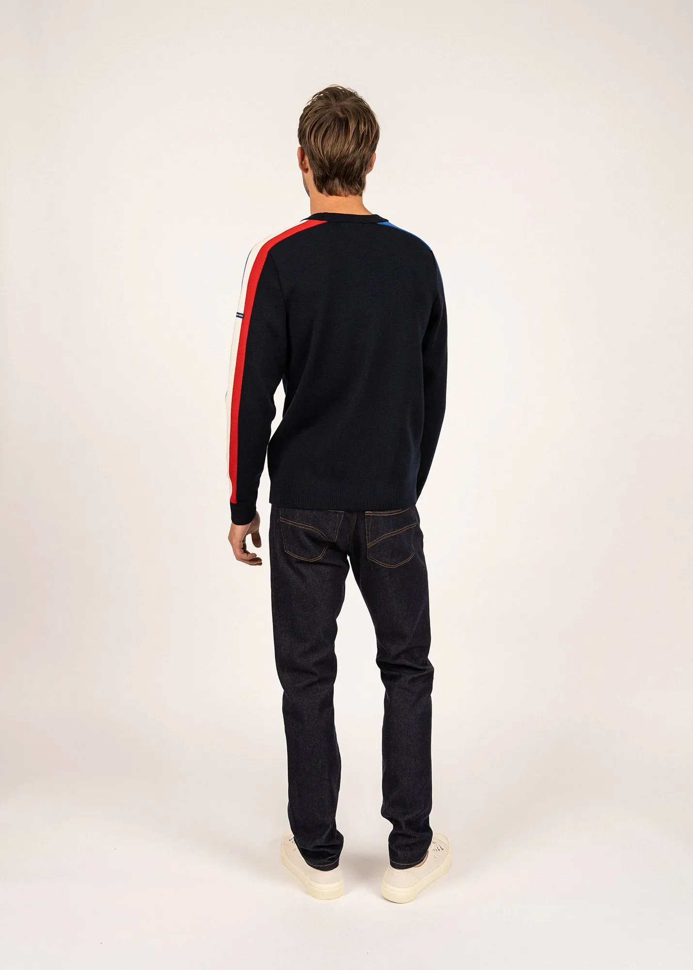 Wool raglan sleeve jumper - SAINT JAMES x Elysée (NAVY/GITANE/ECUME/TULIPE)